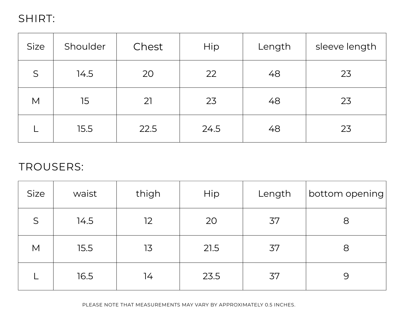Size guide