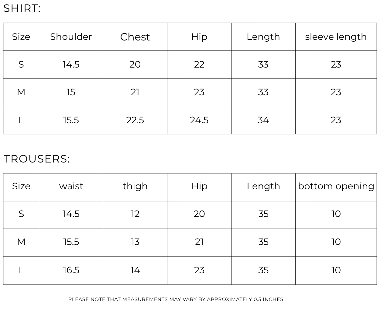 Size guide